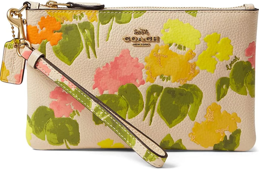 Womens Floral Printed Leather Small Wristlet G10905