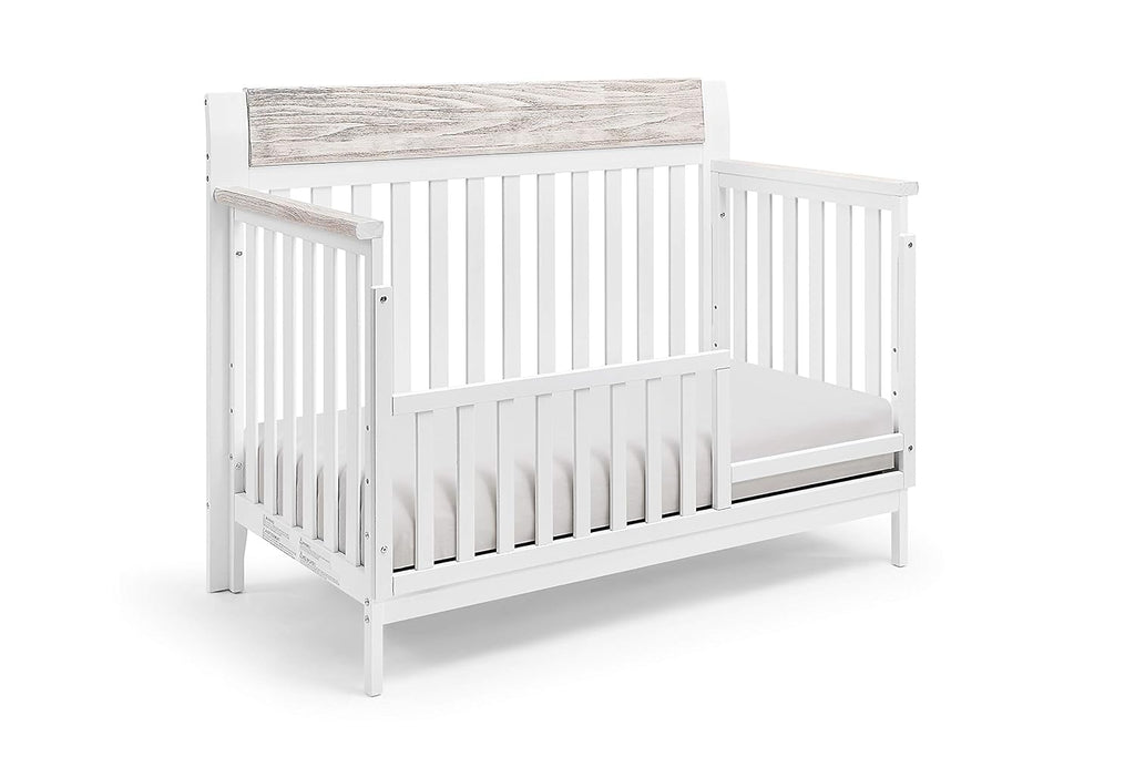 White and Wire Brushed Wood 4 in 1 Convertible Crib L2431
