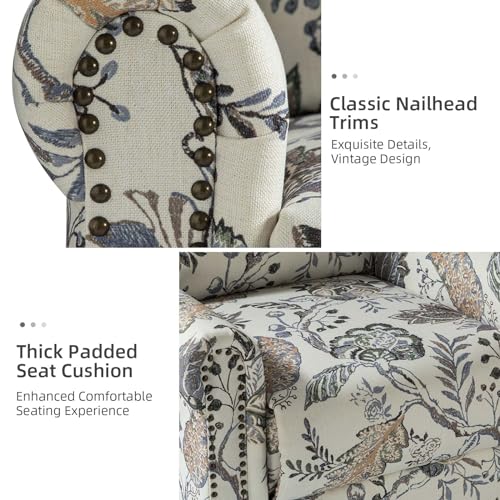 Set of 2 Manual Swivel Glider Recliner with Adjustable Backrest Footrest, BLK FLORAL C754105