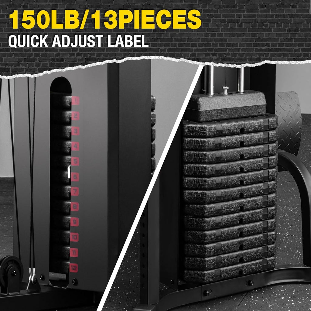 Multifunctional Home Gym Station with 150LBS Weight Stack N85018