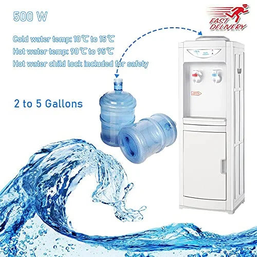 White 5 Gallon Top Loading Plastic Water Cooler Dispenser with Child Safety Lock K3762