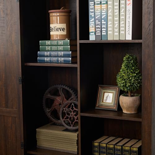Espresso Tall Storage Cabinet with Sliding Door P804