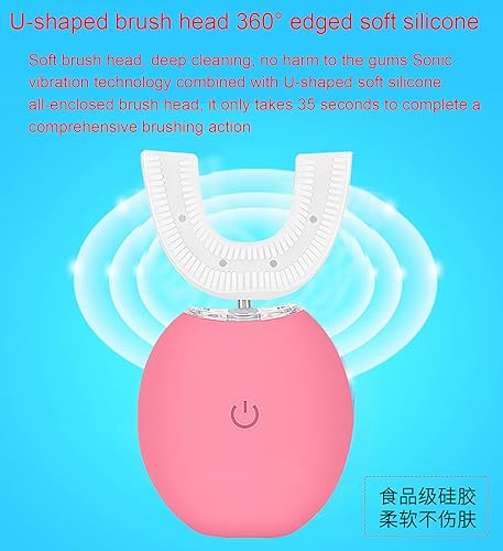 Pink Ultrasonic U Shaped Automatic Toothbrush I323433