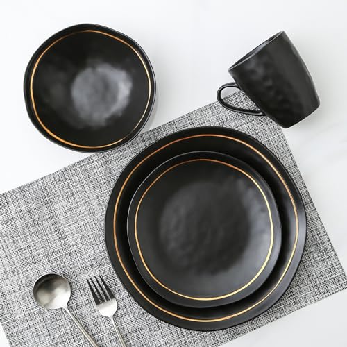 Black Porcelain Dinnerware Set, 16-Piece, Service For 4 X22042