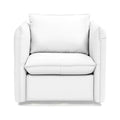 White Genuine Leather Swivel Accent Chair I777824