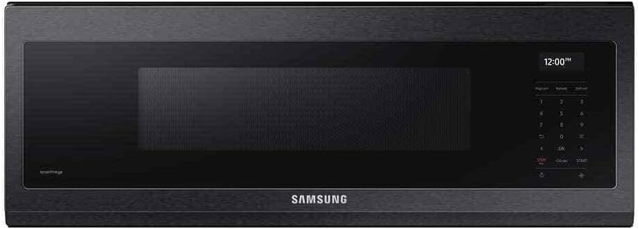 1.1 Cu Ft Smart Over the Range Microwave Oven with 550 CFM Hood Vent, 1100 Watt, Fingerprint Resistant Stainless Steel, Black O62318