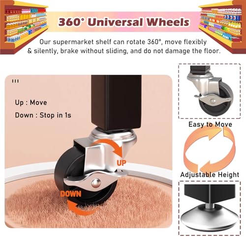 5 Tier White Display Rack with Wheels V677