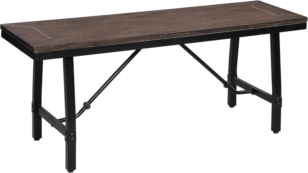 Oak and Black Rectangle Bench O92181