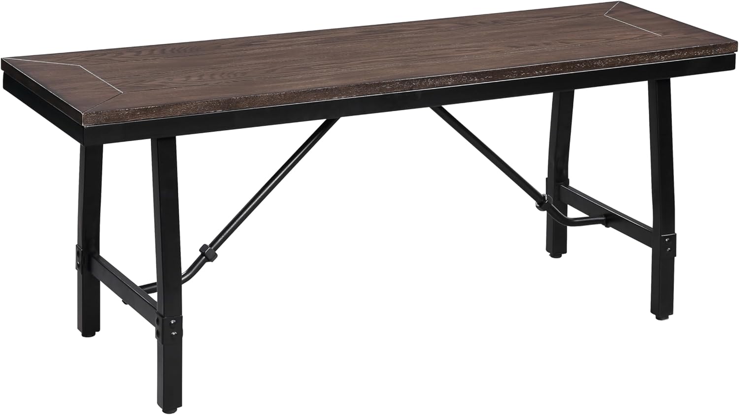 Oak and Black Rectangle Bench O92181
