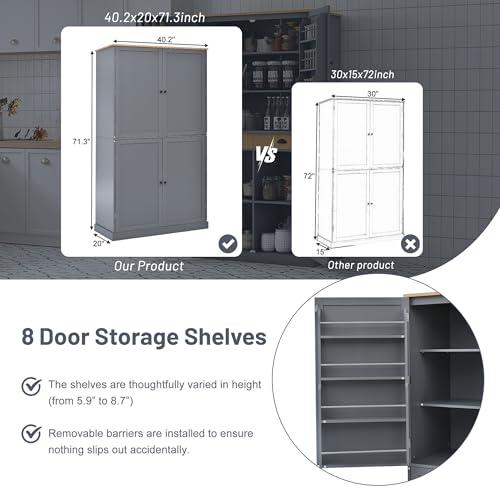 White Freestanding Tall Cupboard Storage Cabinet with 3 Adjustable Shelves and 3 Drawers J140856