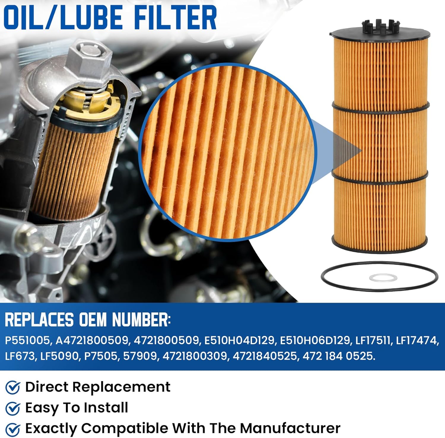 Filter Kit including Oil Filter, Fuel Water Separator and Fuel Filter Element V1916