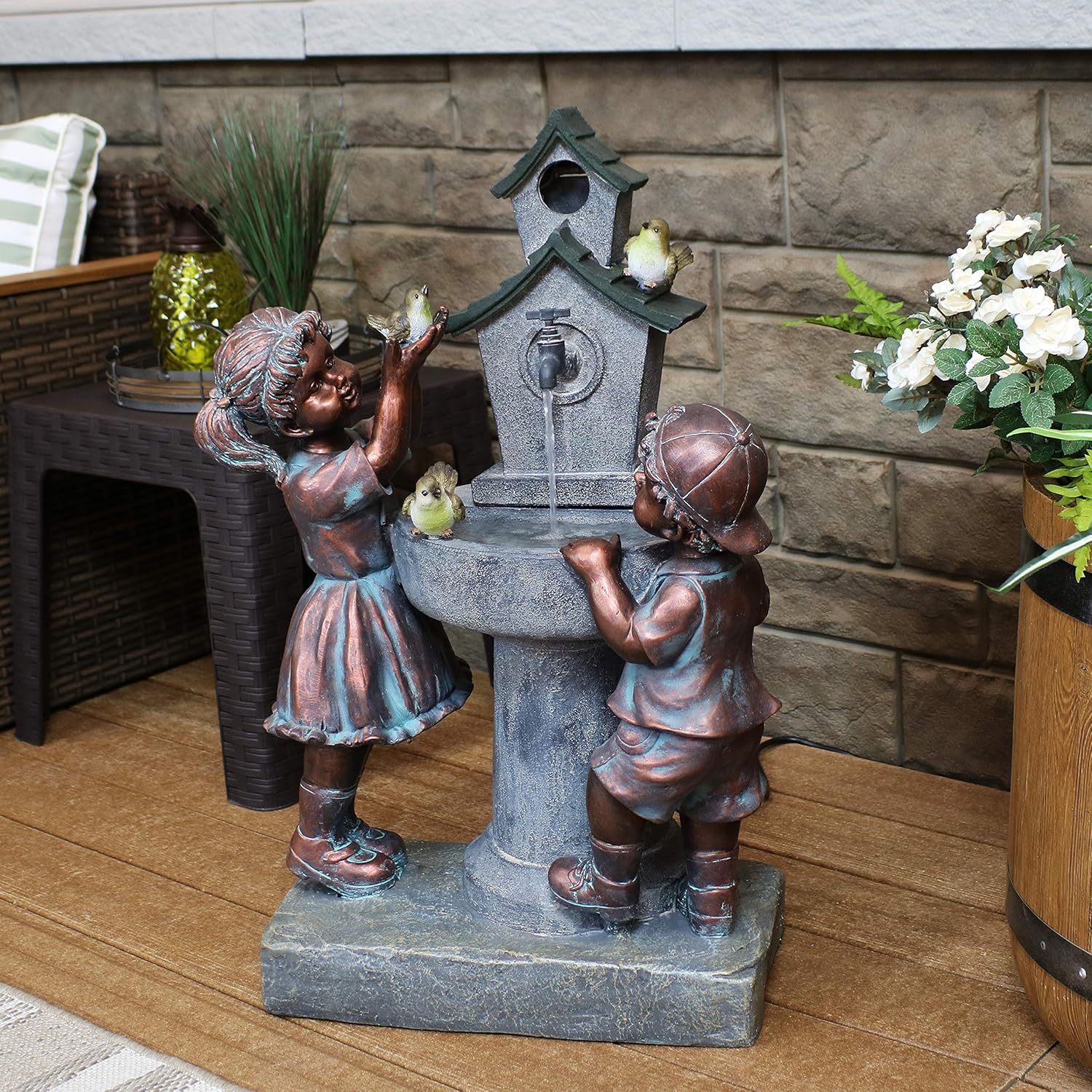 30-Inch Outdoor Water Fountain with Electric Submersible Pump S588554