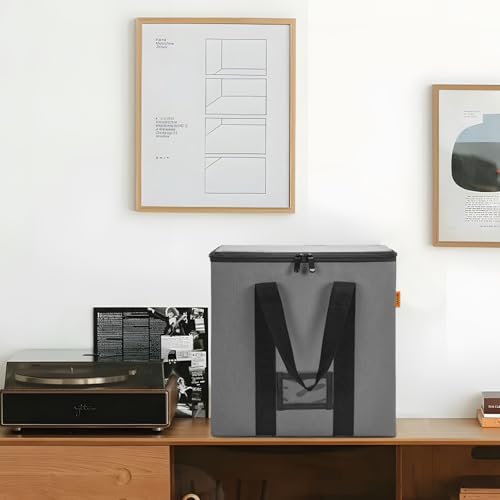 Vinyl Record Storage Box with Lids and Handle for 12 inch LP I373