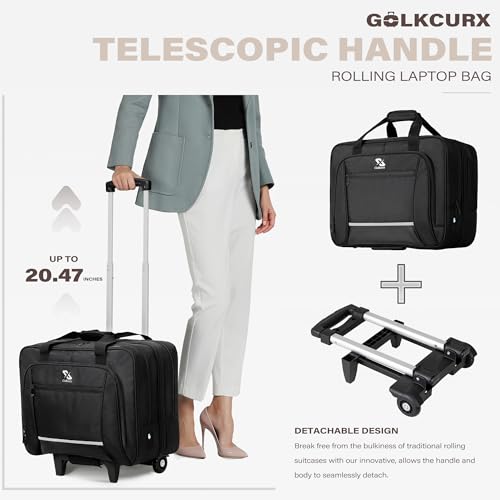 Black Rolling Laptop Bag with Wheels E409