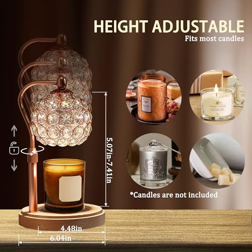 Candle Warmer Lamp with Timer, Adjustable Height, Dimmable, Natural Wood Base G9781