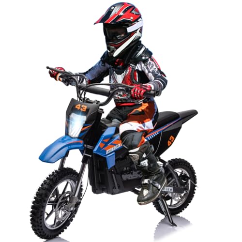 Blue Electric Dirt Bike 500W Brushed Motor 15.5MPH Leather Seat U504
