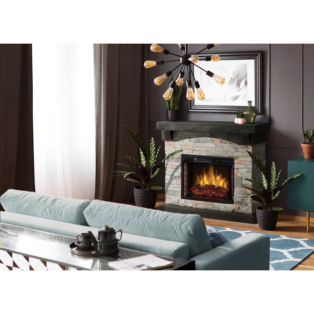 42x22 Grey Faux Stone Electric Fireplace X143832
