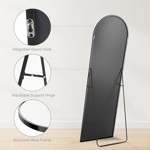 64"x21" Arched Full Length Mirror with Aluminum Alloy Thin Frame R4465
