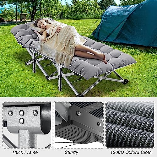 2PK Foldable Double Layer 1200D 500lb Loading Camping Cot with Carrying Bag Q72348