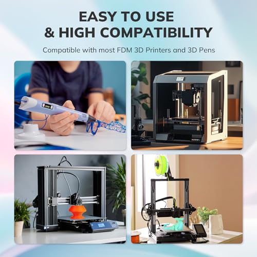 Silk PLA 3D Printer Filament Bundle, Dual Color 1.75mm, 4 Spools 200g Each B788170