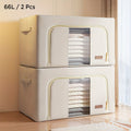 2-Pack Steel Frame Storage Bins with Clear Window, Foldable Fabric Organizers with Handles C610