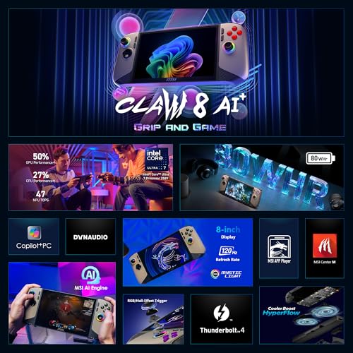 Black 7" FHD 120Hz Display 16GB LPDDR5 512GB NVMe SSD PC Gaming Handheld A9174