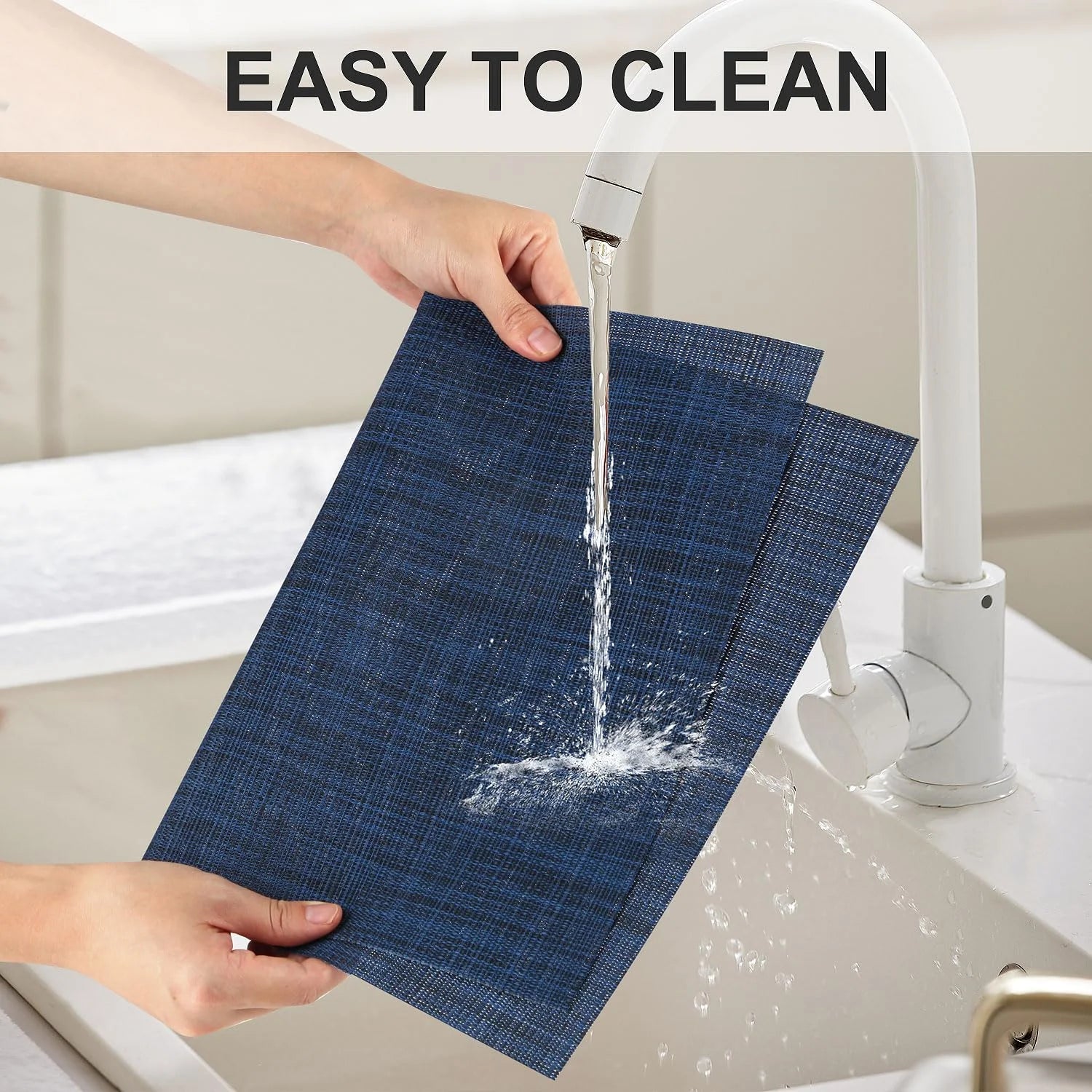 Navy Blue PVC Woven Placemats Set of 4 D4169