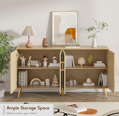 Natural Rattan Storage Cabinet with Metal Legs D59116