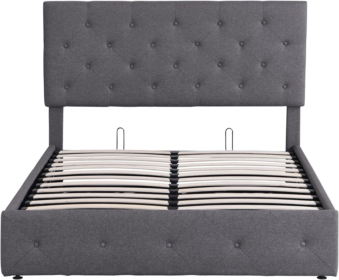 Grey Full Size Upholstered Platform Bed With Storage Y63468