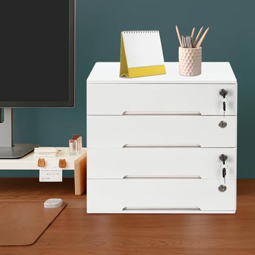 4 Drawers Wood Storage Box with Lockable Drawers X3689