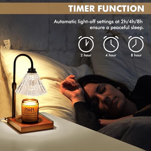 Gold Dimmable Height Adjustable Candle Warmer Lamp with 2 Bulbs and Timer W201