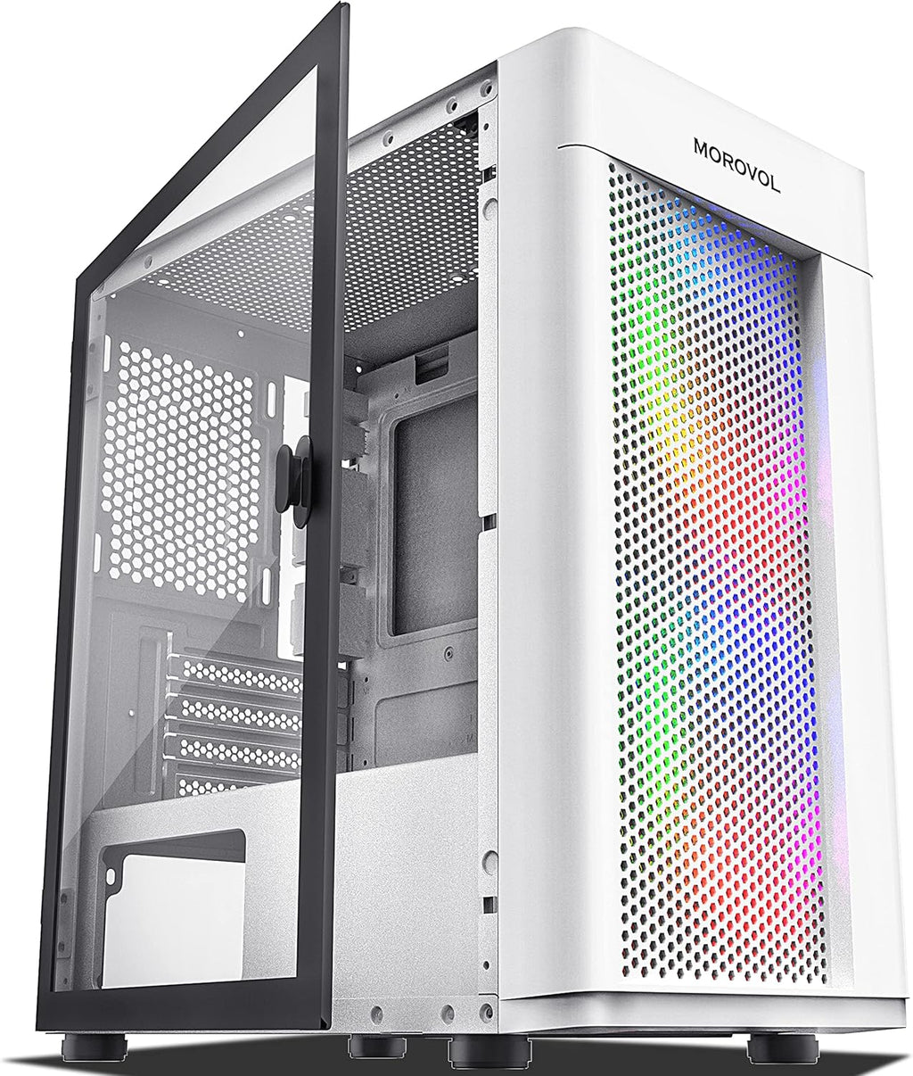 White Mesh Micro-ATX Computer Case with Tempered Glass Panel M1309