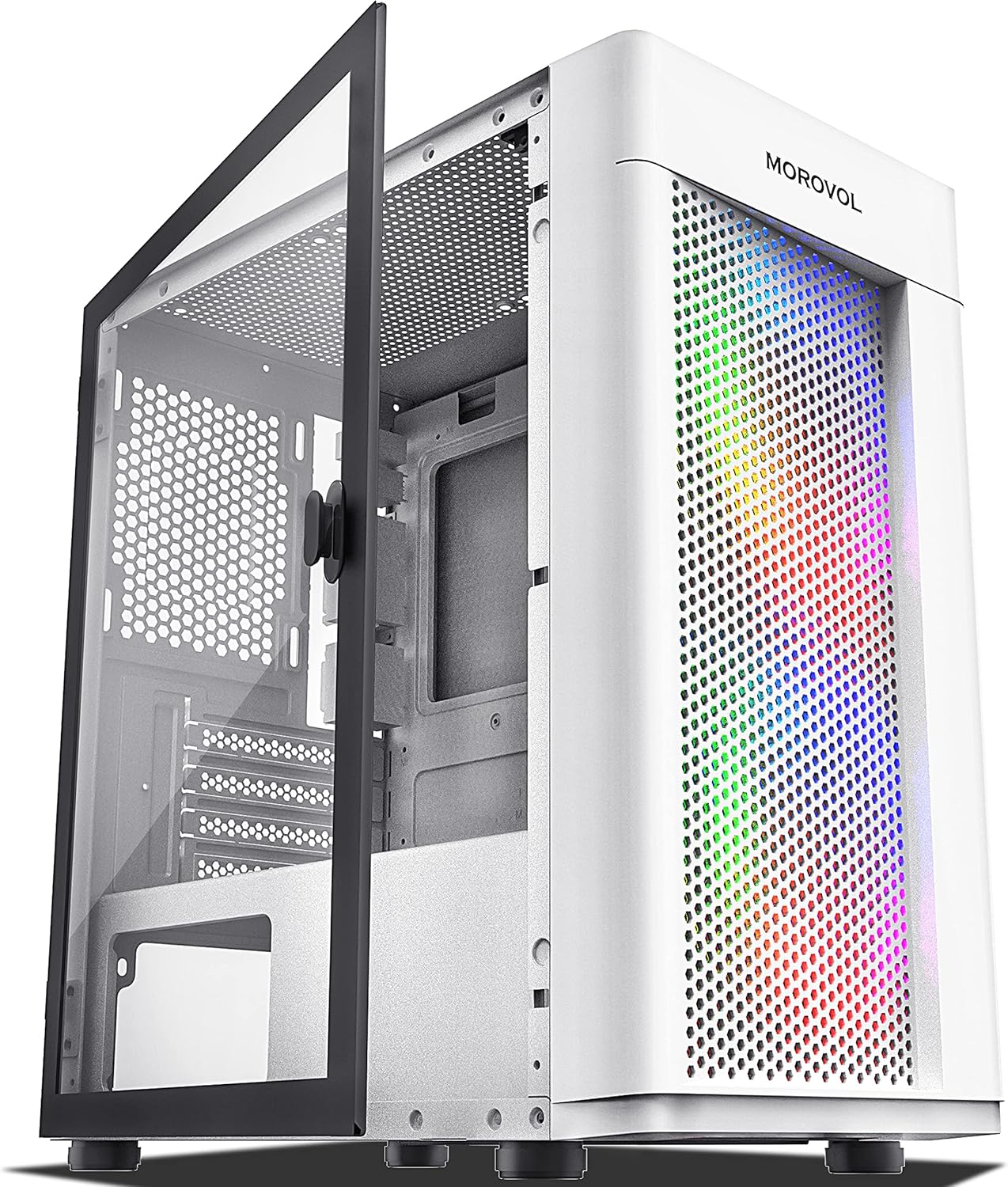 White Mesh Micro-ATX Computer Case with Tempered Glass Panel M1309
