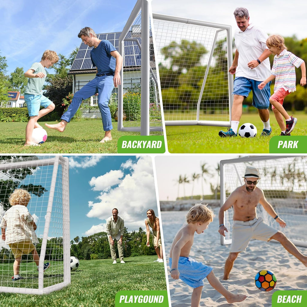 8x5ft Weatherproof PVC Soccer Goal with Carry Bag Z32537