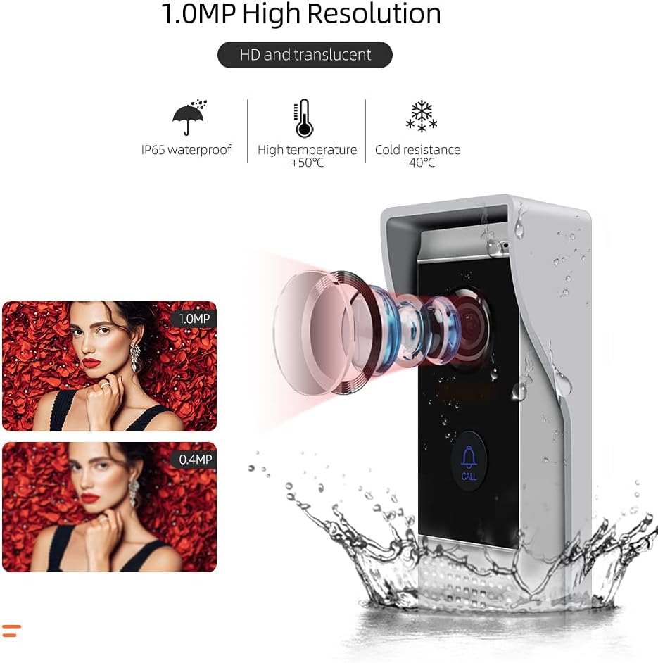 Wireless Smart IP Doorbell with Camera and Monitor, 7 Inch, 32GB SD Card, Night Vision V415