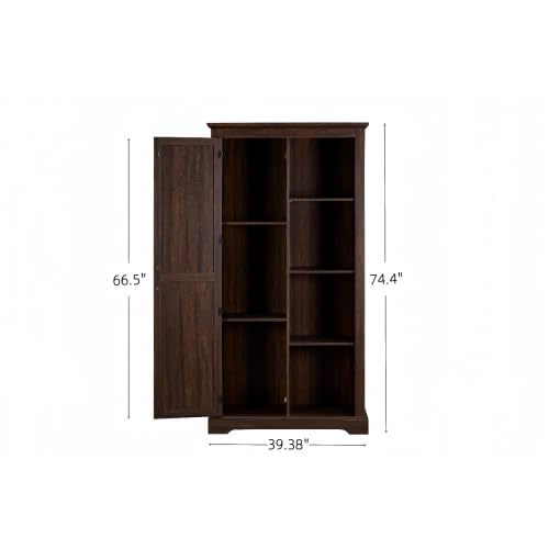 Espresso Tall Storage Cabinet with Sliding Door P804