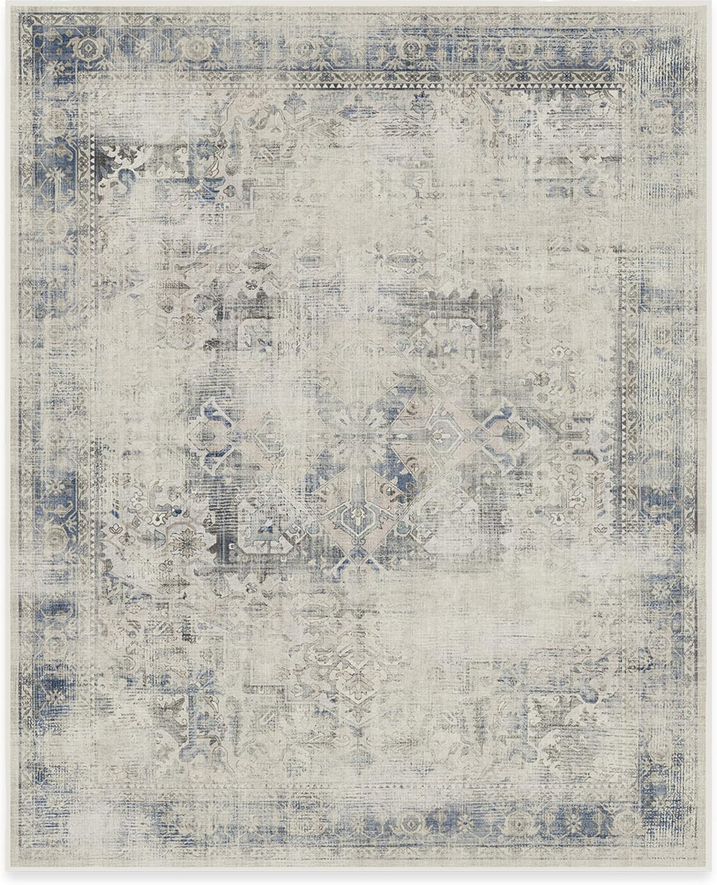Blue Quartz 8x10 Washable Non Slip Area Rug O5364