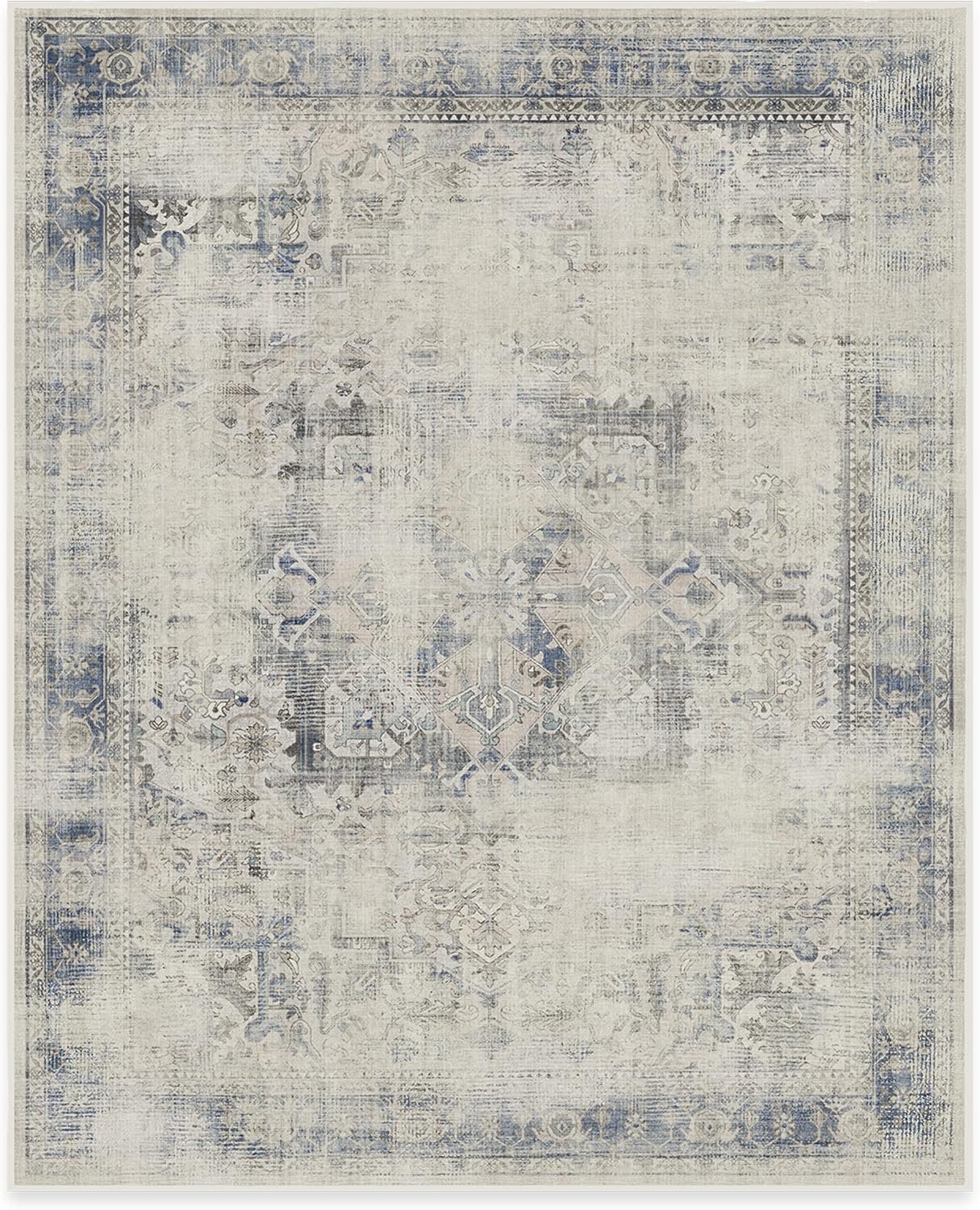 Blue Quartz 8x10 Washable Non Slip Area Rug O5364