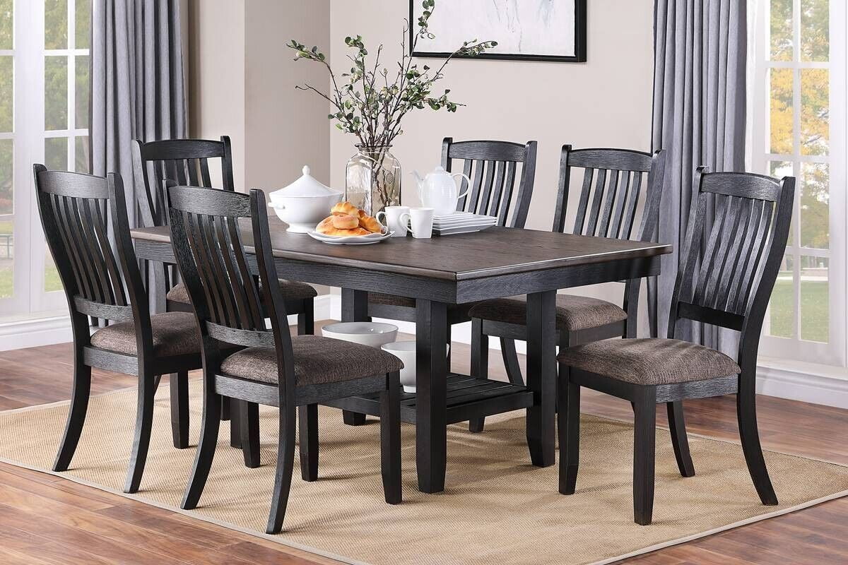 Dark Coffee Set of 6 Fabric Dining Chairs H86579