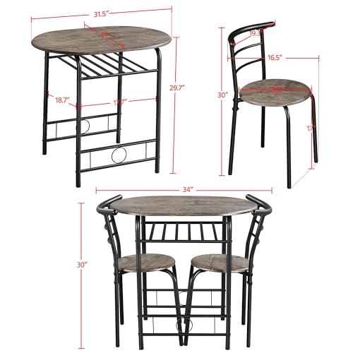 White 3-Piece Dining Table Set with Metal Frame M224