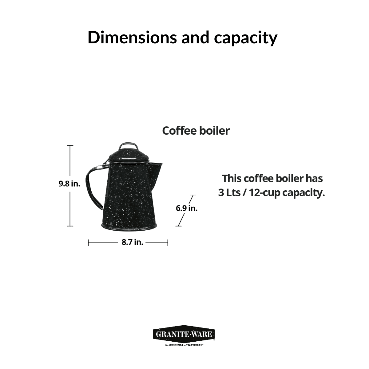 3 Qt Enameled Steel Coffee Boiler N16190
