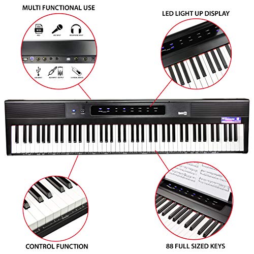 88 Key Digital Piano Keyboard with Full Size Semi-Weighted Keys F415