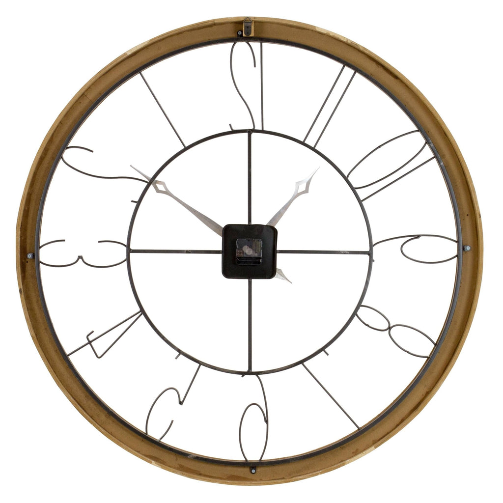 White Large Iron & Wood Wall Clock T856598