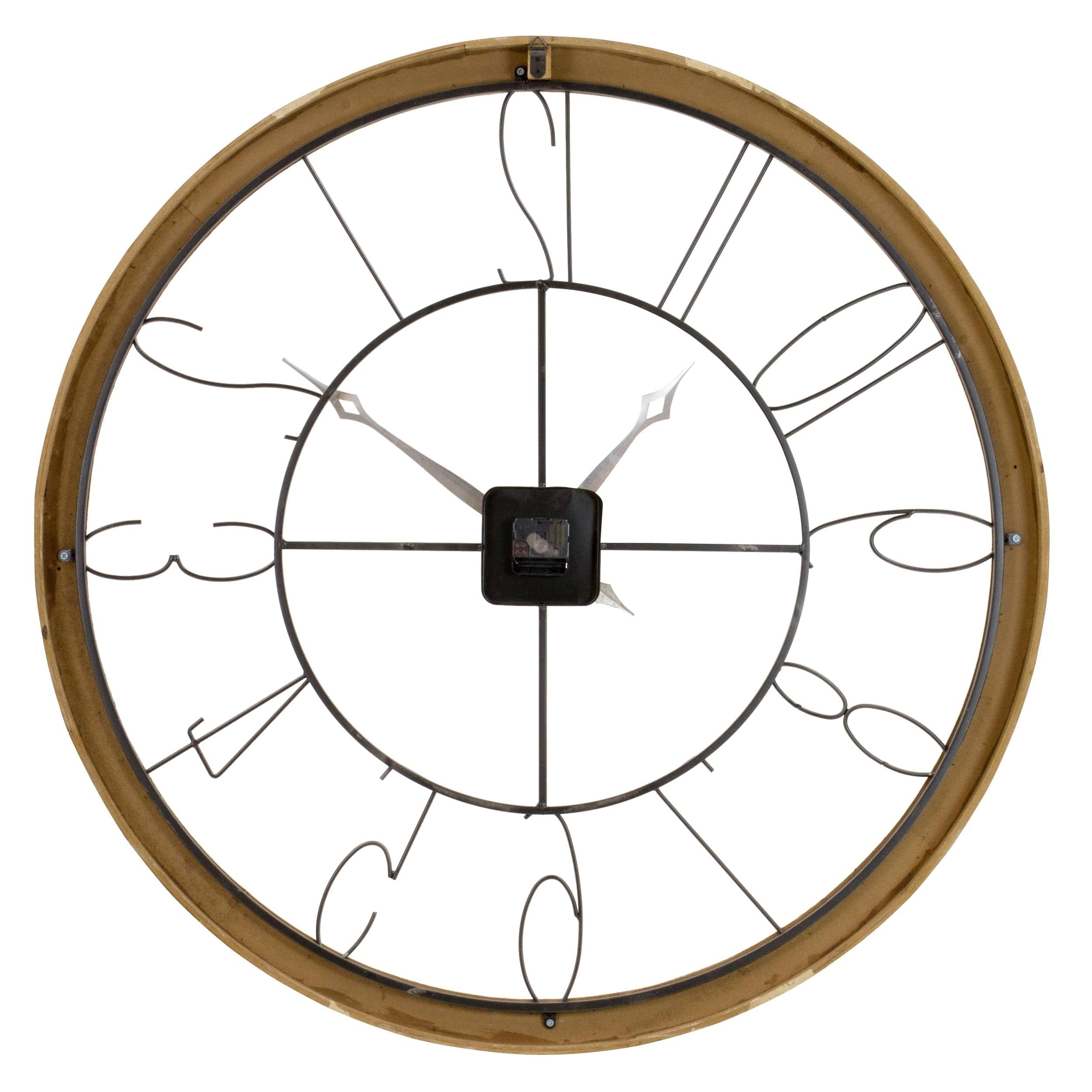 White Large Iron & Wood Wall Clock T856598