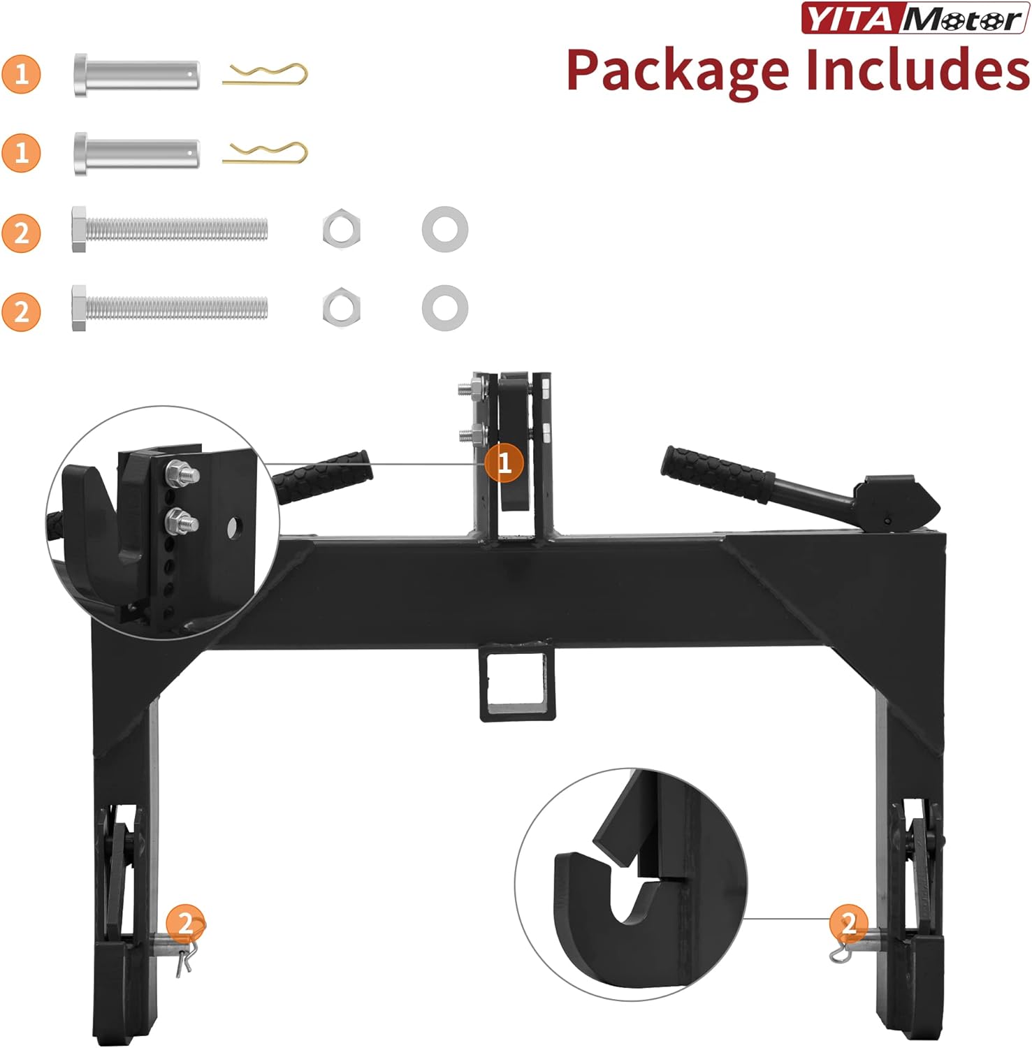 3 Point Quick Hitch with 2" Receiver Hitch Adaptation P821471
