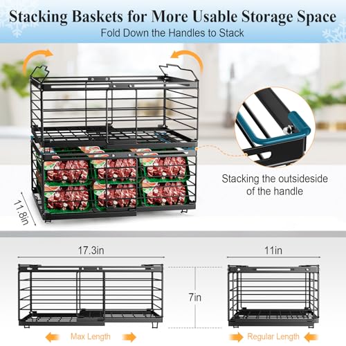 2 Pack Stackable Large Metal Freezer Organizer Bins W57090