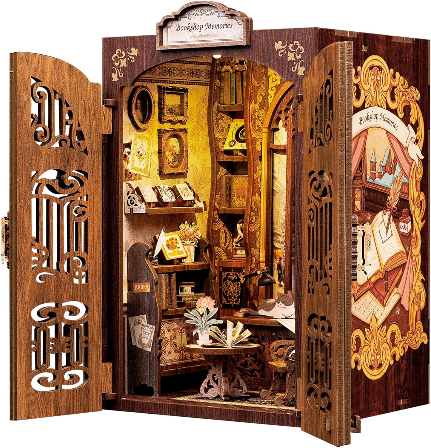 3D Wooden Puzzle Dollhouse Booknook Library Model U2911