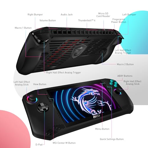 Black 7" FHD 120Hz Display 16GB LPDDR5 512GB NVMe SSD PC Gaming Handheld A9174