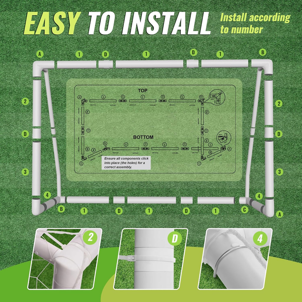 8x5ft Weatherproof PVC Soccer Goal with Carry Bag Z32537