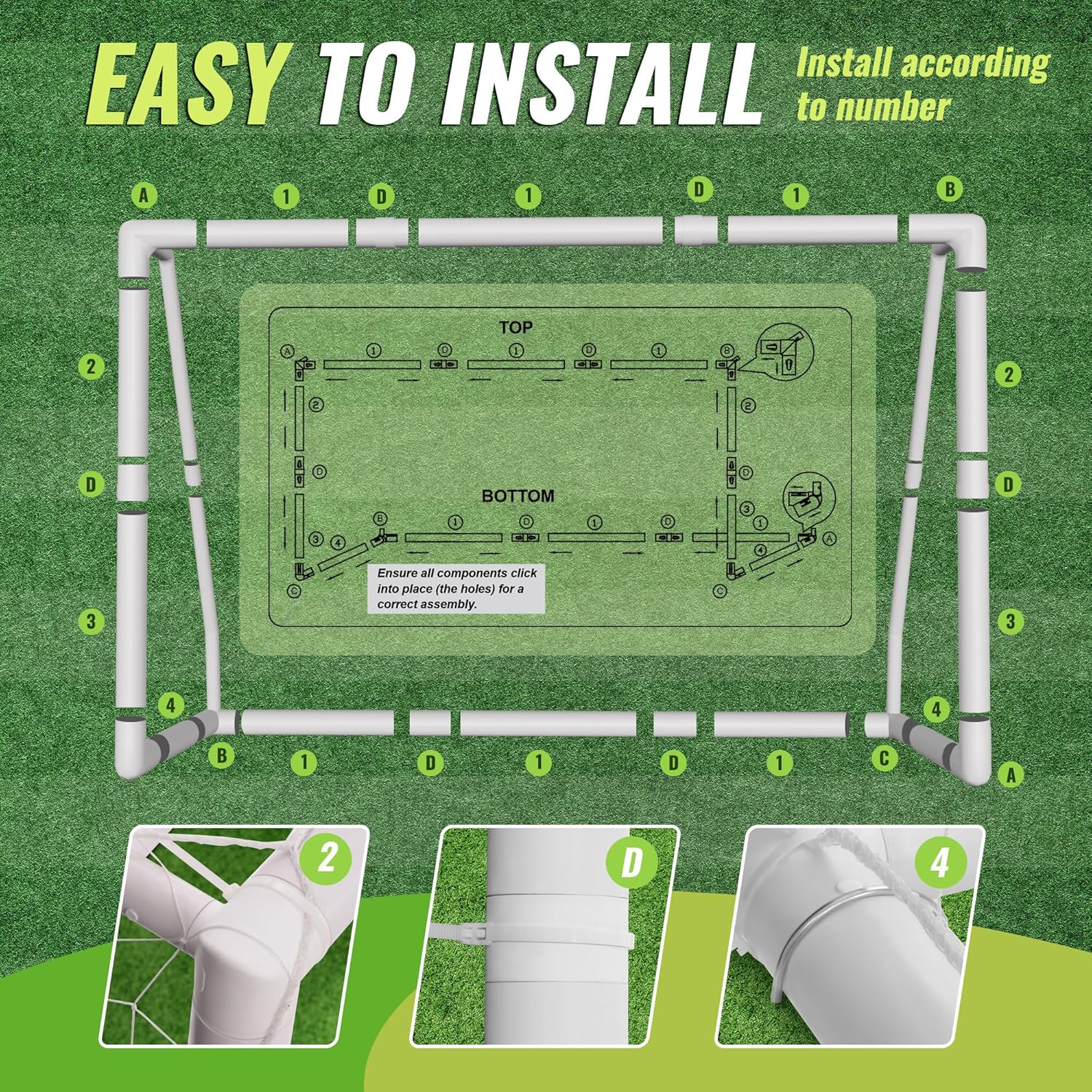 8x5ft Weatherproof PVC Soccer Goal with Carry Bag Z32537